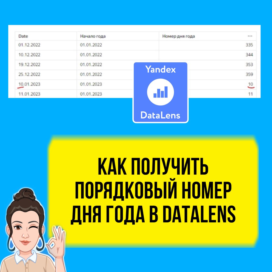 Как получить порядковый номер дня года в DataLens. Практический урок.