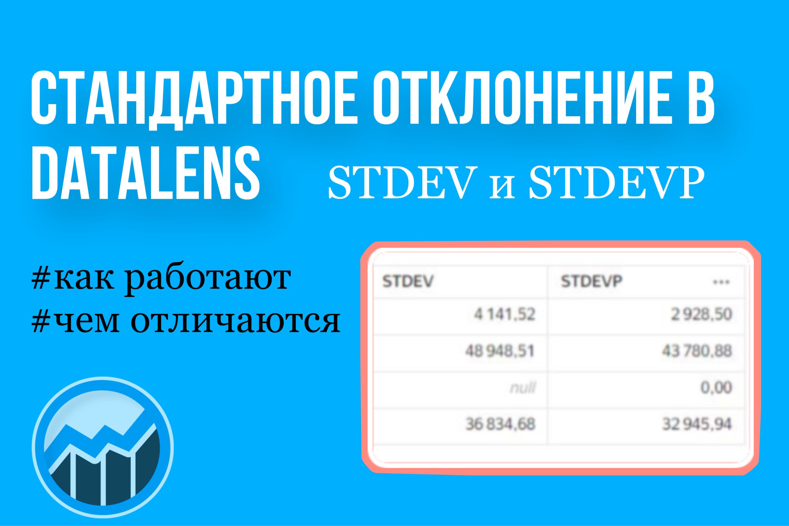 Стандартное отклонение в DataLens. Как работают и чем отличаются функции STDEV и STDEVP.