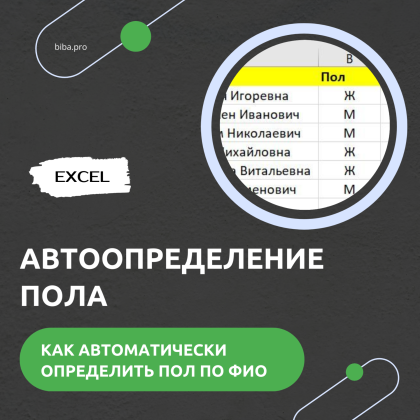 КОНСПЕКТ. Как определить пол по ФИО в Excel. Лайфхак для аналитики.